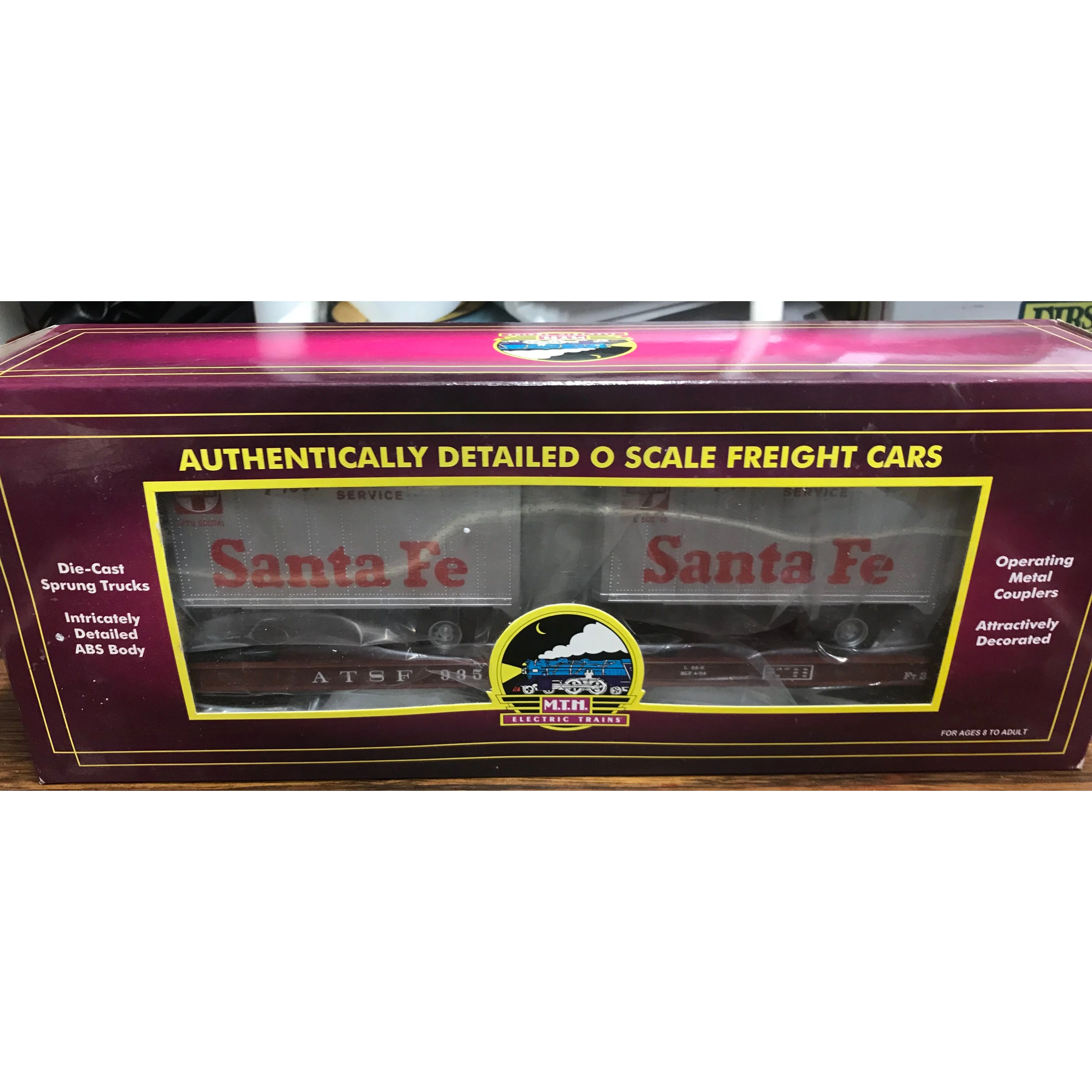 MTH Premier 20-98111 Santa Fe Flat Car w (2) 20’ Trailers #93537 O New ATSF — photo 2